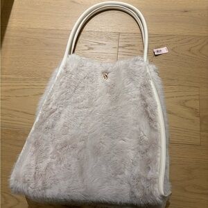Victorias Secret Cream Faux Fur Tote Bag